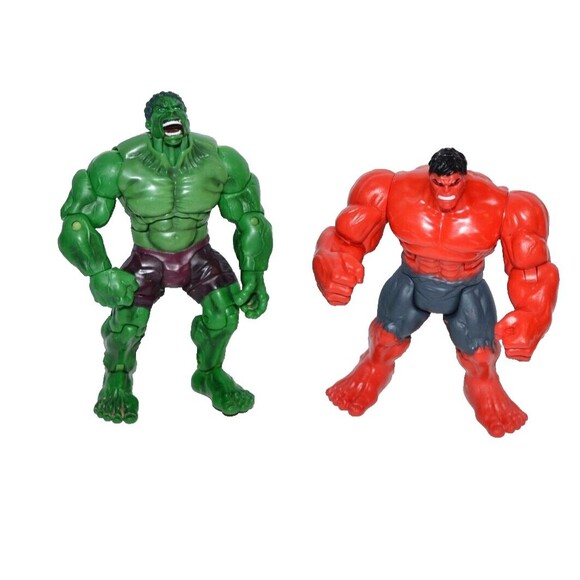 2012 Hasbro Marvel Avengers Red Hulk Rage 6" + 2002 Green Movie Figures - Picture 1 of 8